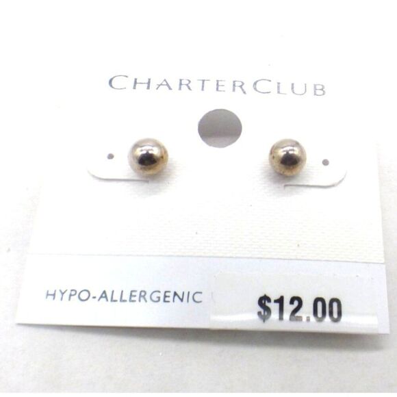 Charter Club Women’s Ball Stud Silver-tone earrings - Picture 2 of 4